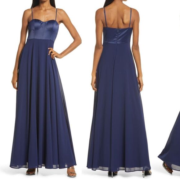 Lulus Best Part of Me Satin Bustier Chiffon Gown - Picture 1 of 10